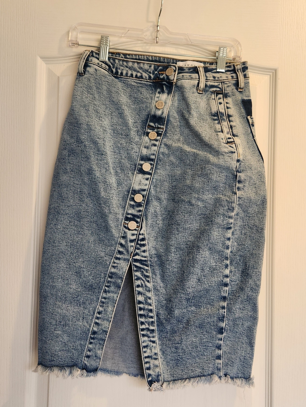 Blakeley Designs Classic Light Blue Denim Button-Front Skirt XS Euc